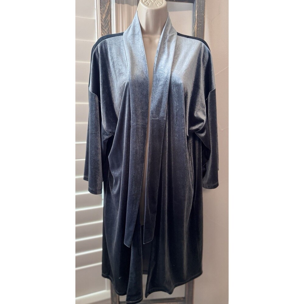 NWT Marla Wynne Small Sage Green Velour Lagenlook Open Front Cardigan